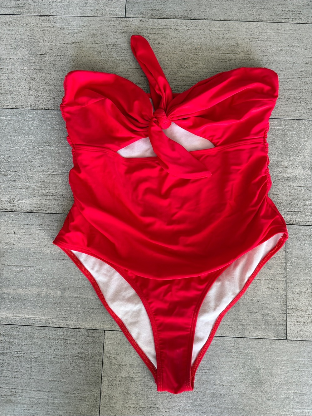 Women’s XL Red One-Piece Ruched Tie Front Swimsuit